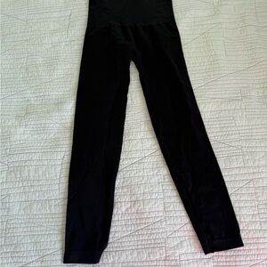 SPANX Black High-Waisted Ribbed Leggings, size S